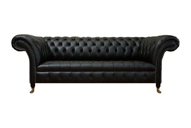 JVmoebel 3-Sitzer Schwarz Ledersofa Sofa Dreisitze Couch Luxus Chesterfield günstig online kaufen