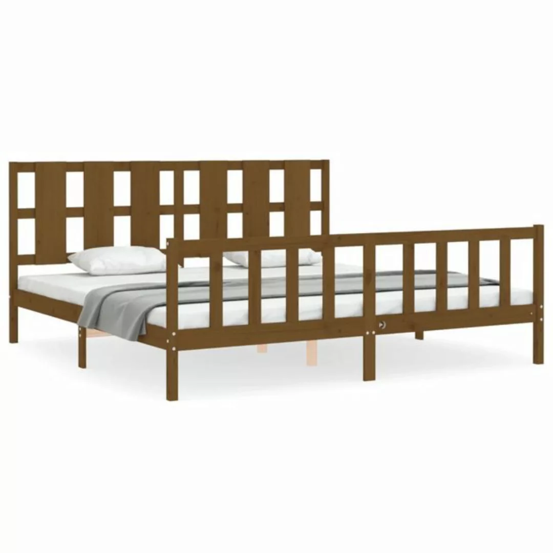 vidaXL Bett Massivholzbett mit Kopfteil Honigbraun 200x200 cm günstig online kaufen