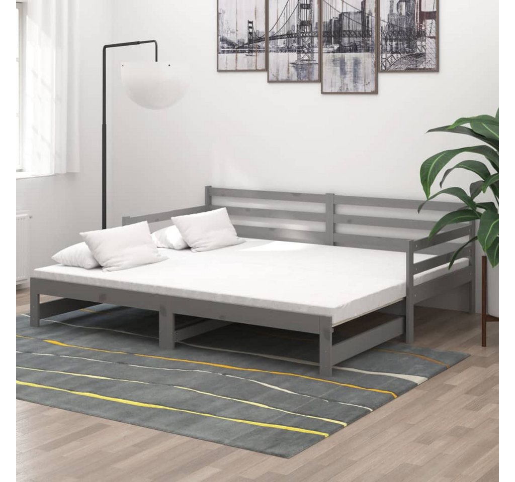 vidaXL Gästebett Ausziehbares Tagesbett Gästebett 2x90x200 cm Grau Massivho günstig online kaufen