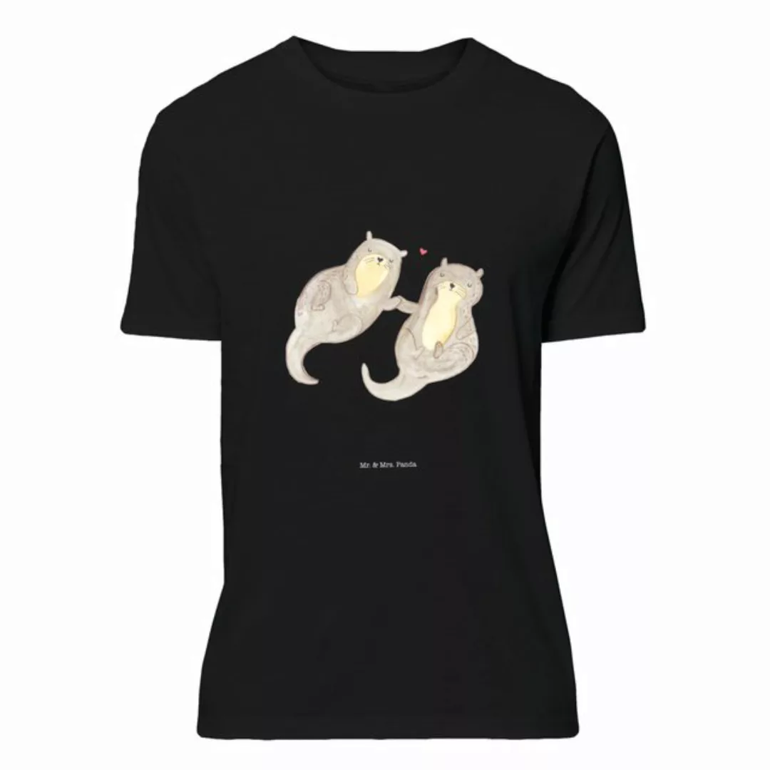 Mr. & Mrs. Panda T-Shirt Otter händchenhaltend - Schwarz - Geschenk, Nachth günstig online kaufen