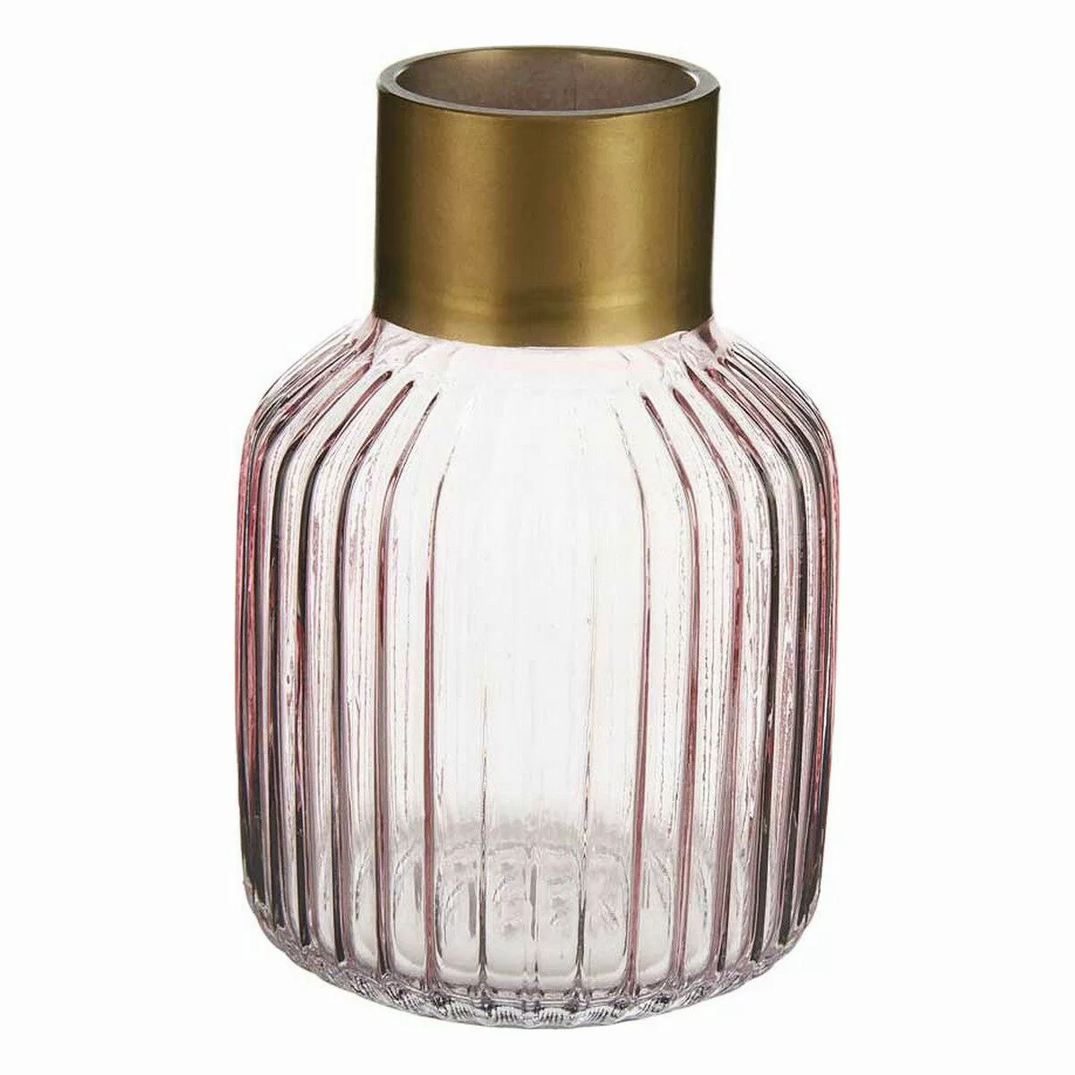 Vase Streifen Rosa Golden Glas (12 X 18 X 12 Cm) günstig online kaufen