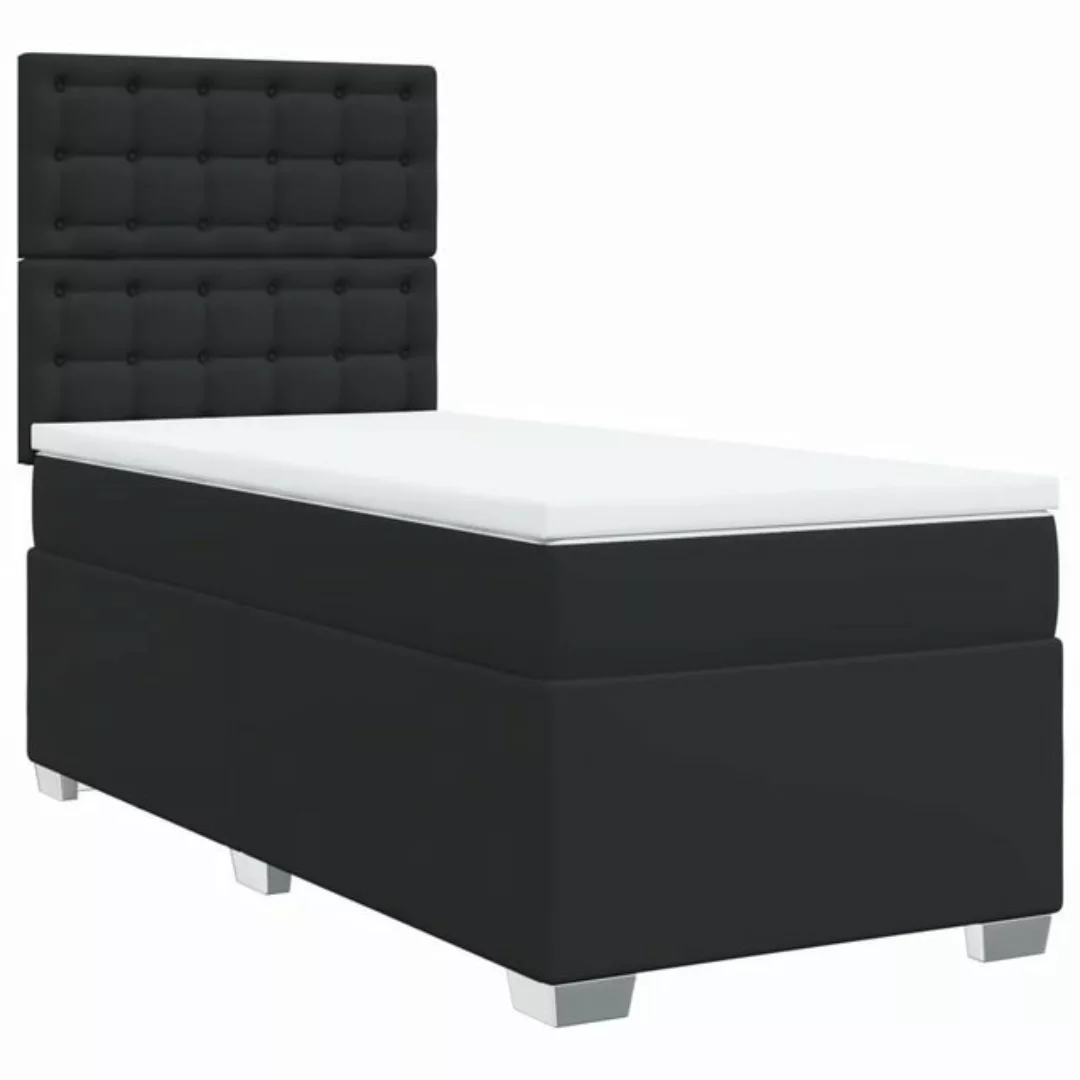 vidaXL Boxspringbett, Boxspringbett mit Matratze Schwarz 100x200 cm Kunstle günstig online kaufen