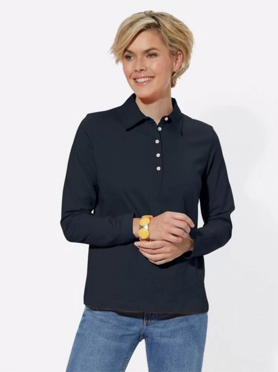 Casual Looks Langarm-Poloshirt "Poloshirt", (1 tlg.) günstig online kaufen