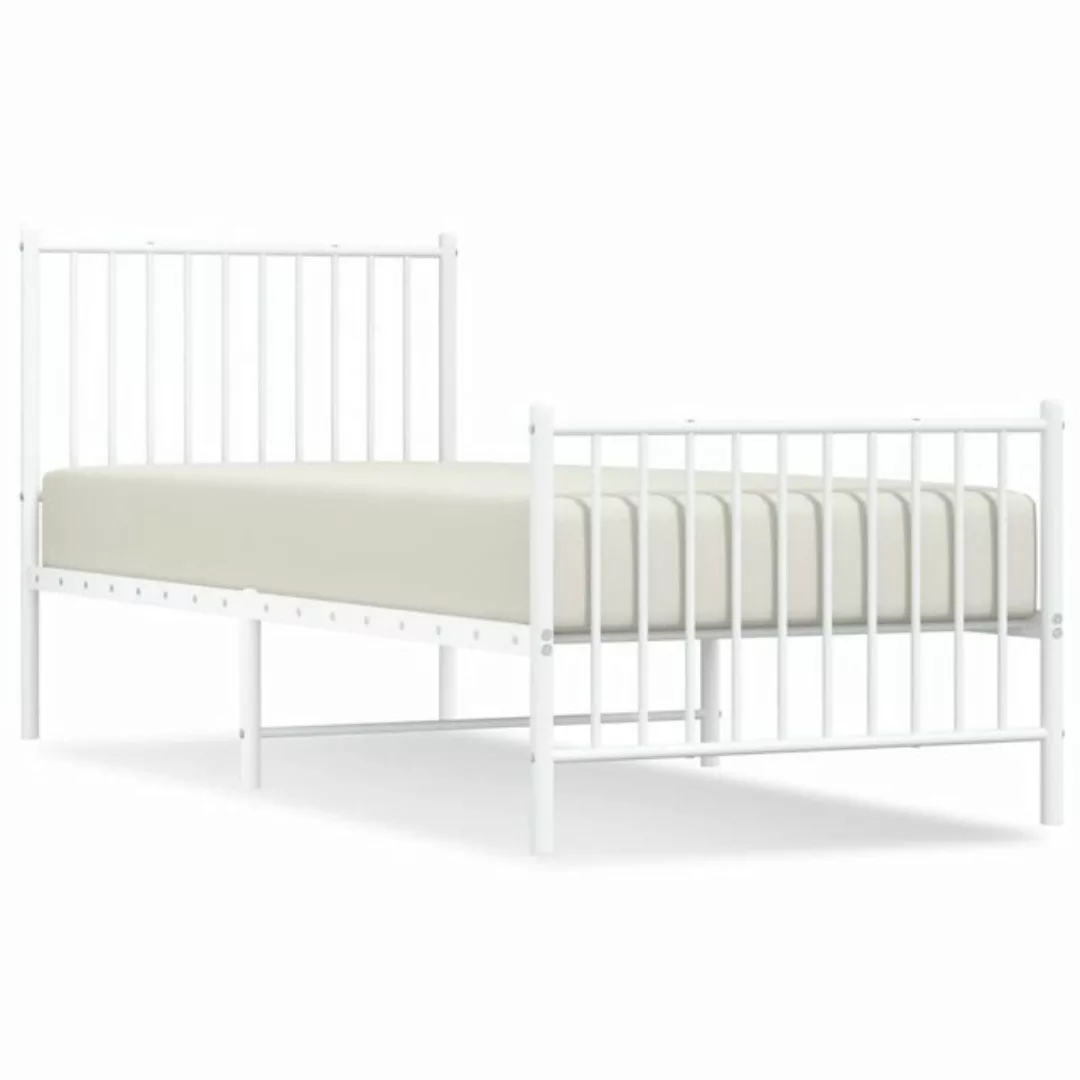 furnicato Bett Bettgestell mit Kopf- und Fußteil Metall Weiß 75x190 cm günstig online kaufen