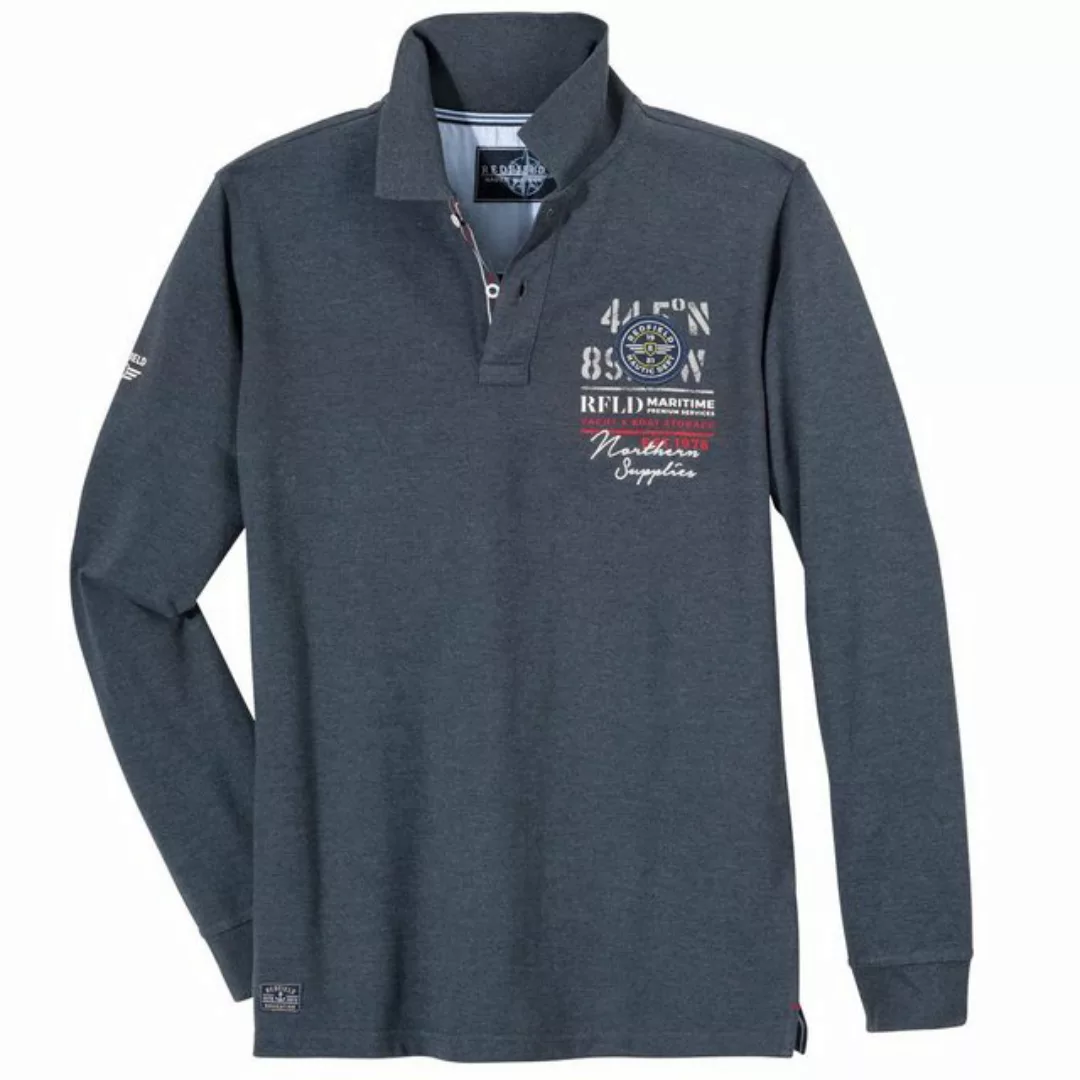 redfield Langarm-Poloshirt Redfield Langarm-Polo XXL anthrazit melange mari günstig online kaufen