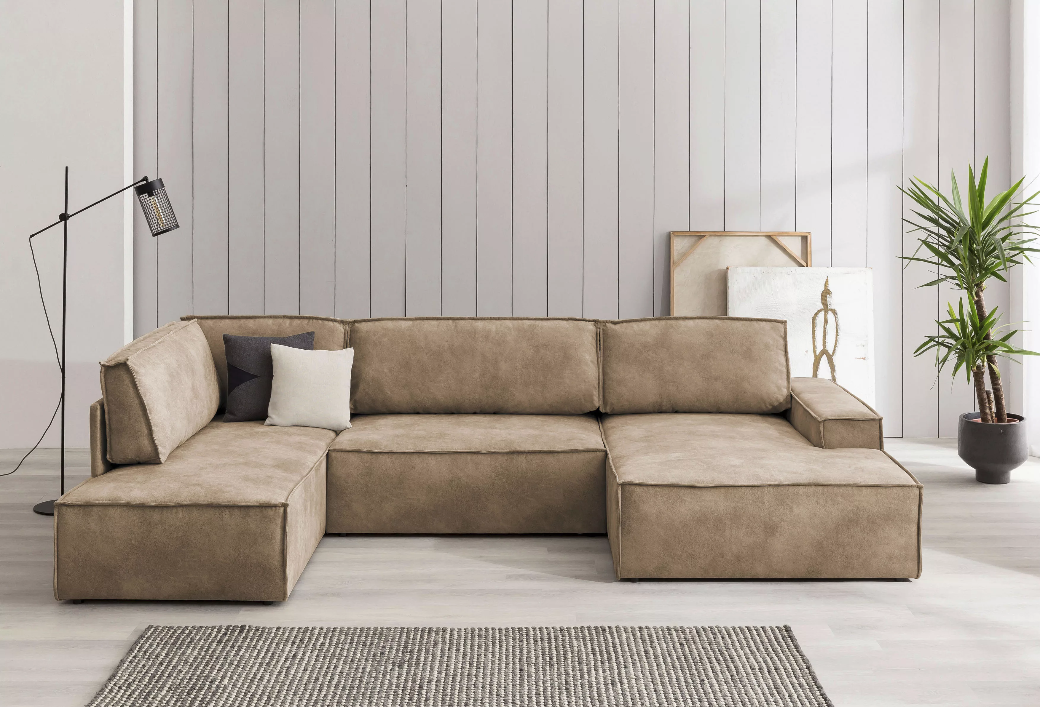 Home affaire Wohnlandschaft "SHERWOOD XXL 329 cm, U-Form, Schlafsofa,", Sch günstig online kaufen