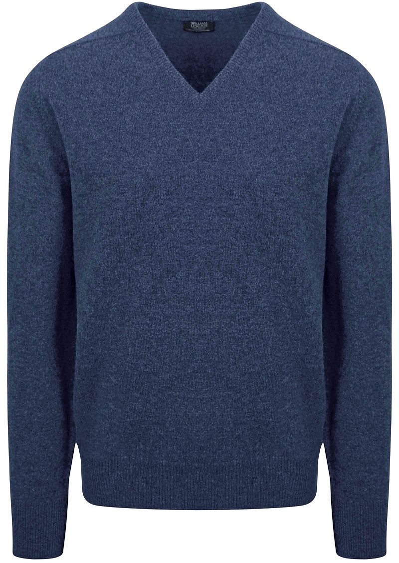 William Lockie Pullover Lamwolle V-Ausschnitt Indigo Blau - Größe 3XL günstig online kaufen