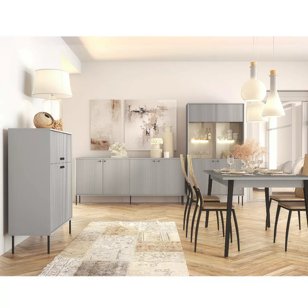 Esszimmer Set grau IPSWICH-166 modern 4-teilig mit ausziehbarem Esstisch günstig online kaufen