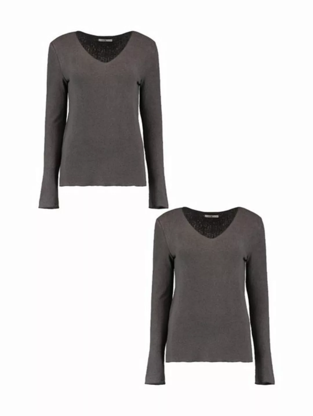 HaILY’S Longpullover Shirt 2er-Set Langarm mit lockerem Schnitt V-Ausschnit günstig online kaufen