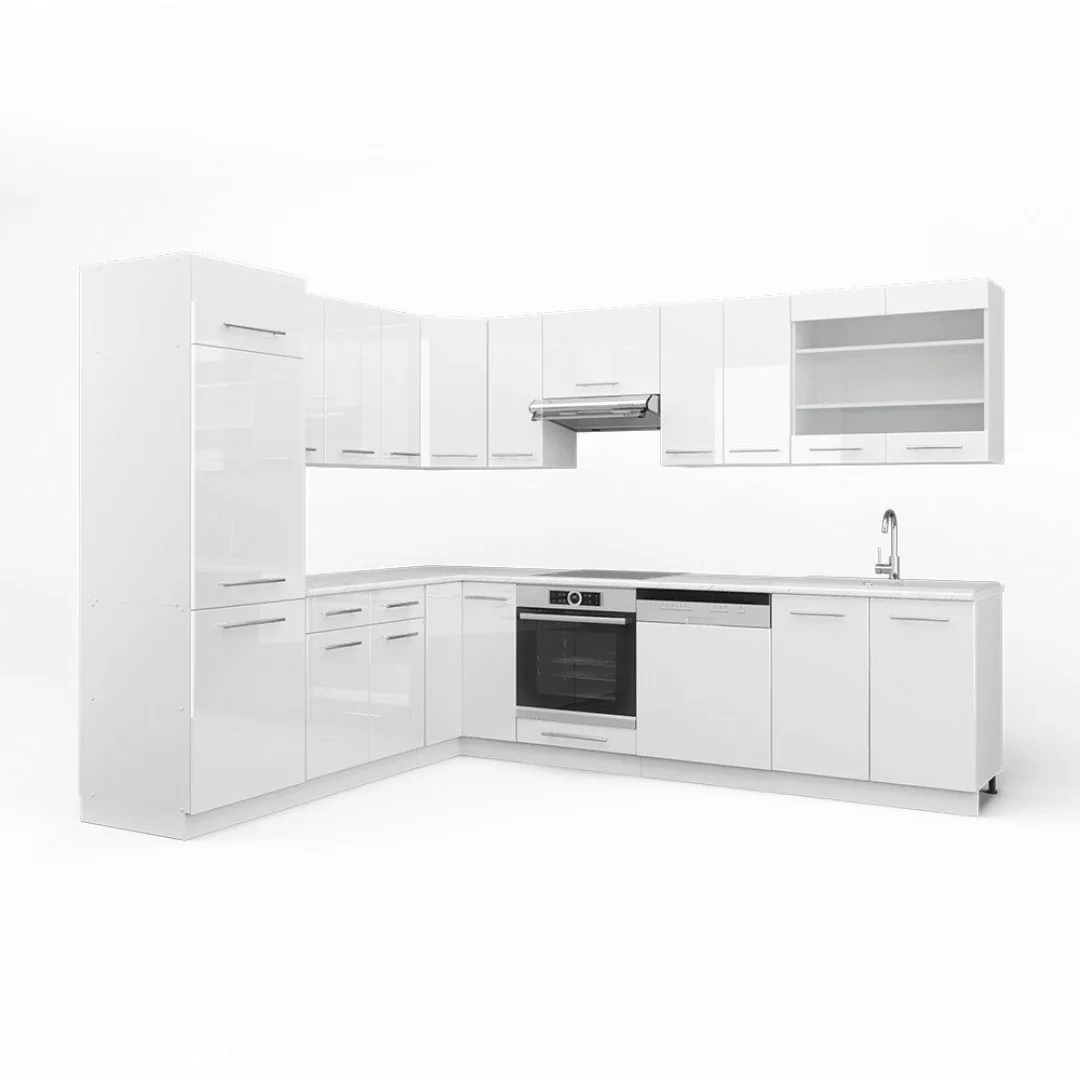 Vicco Winkelküche Fame-Line, Weiß Hochglanz/Weiß/Weiß, 227 günstig online kaufen