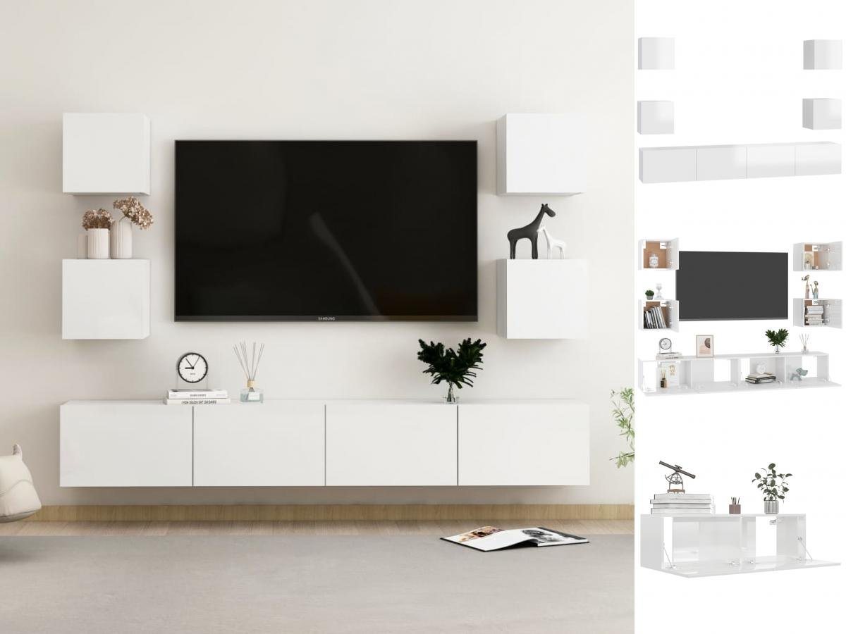 vidaXL Kleiderschrank 6-tlg TV-Schrank-Set Hochglanz-Weiß Spanplatte TV-Kon günstig online kaufen