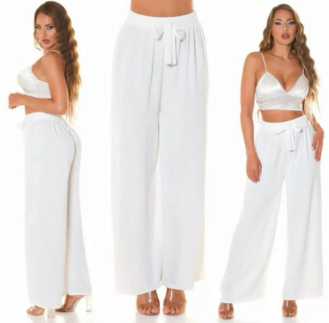 Koucla Palazzohose Schicke Damen Sommerhose mit weitem Bein und Bindegürtel günstig online kaufen