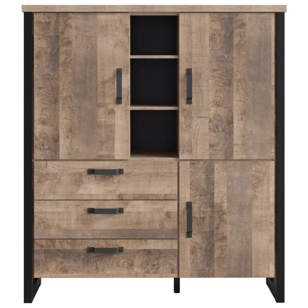 Highboard Emile Eiche Tabak Nachbildung B/H/T: ca. 138x155x45 cm günstig online kaufen