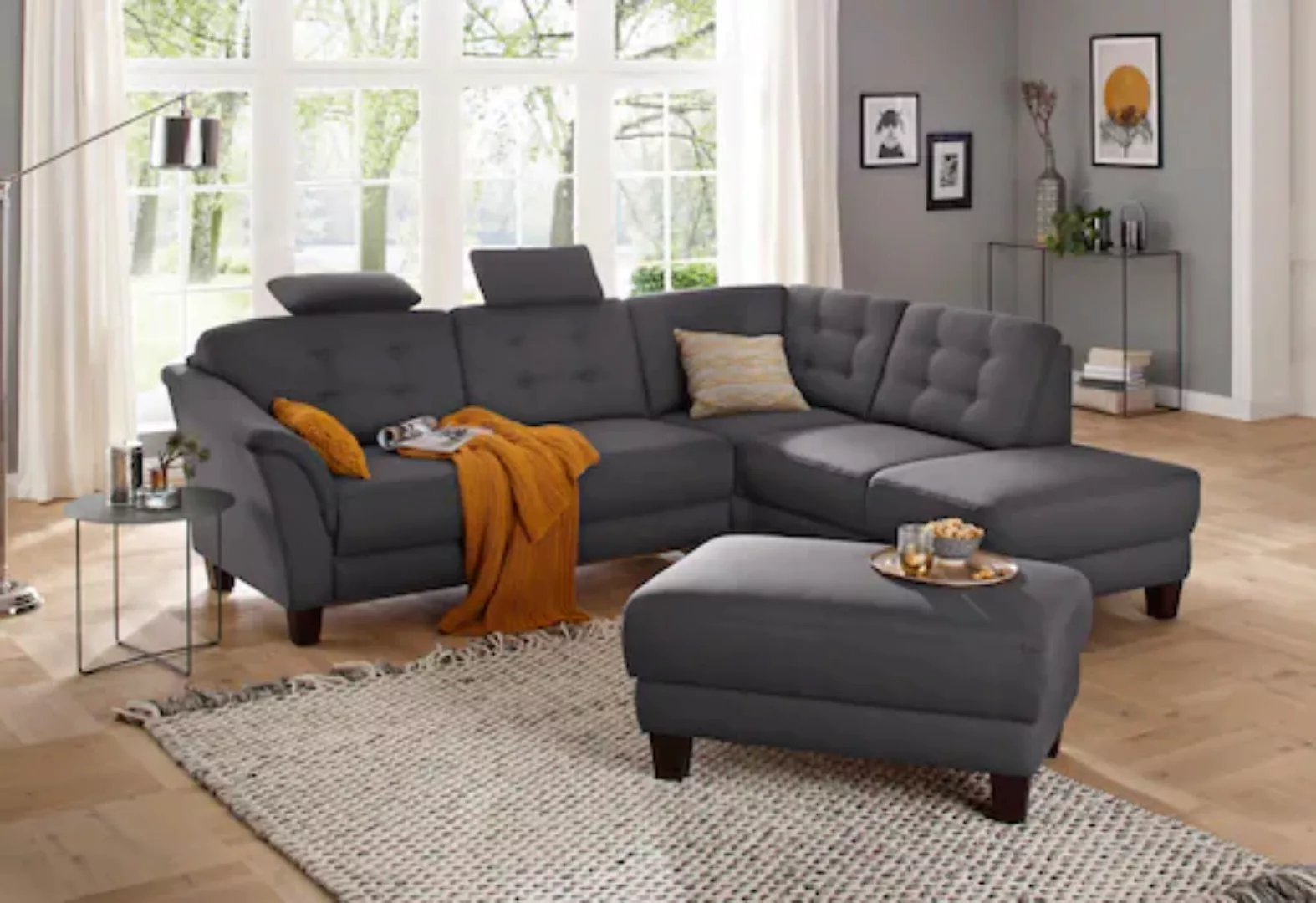 Home affaire Ecksofa »Trondheim L-Form«, mit Federkern und Knopfheftung im günstig online kaufen