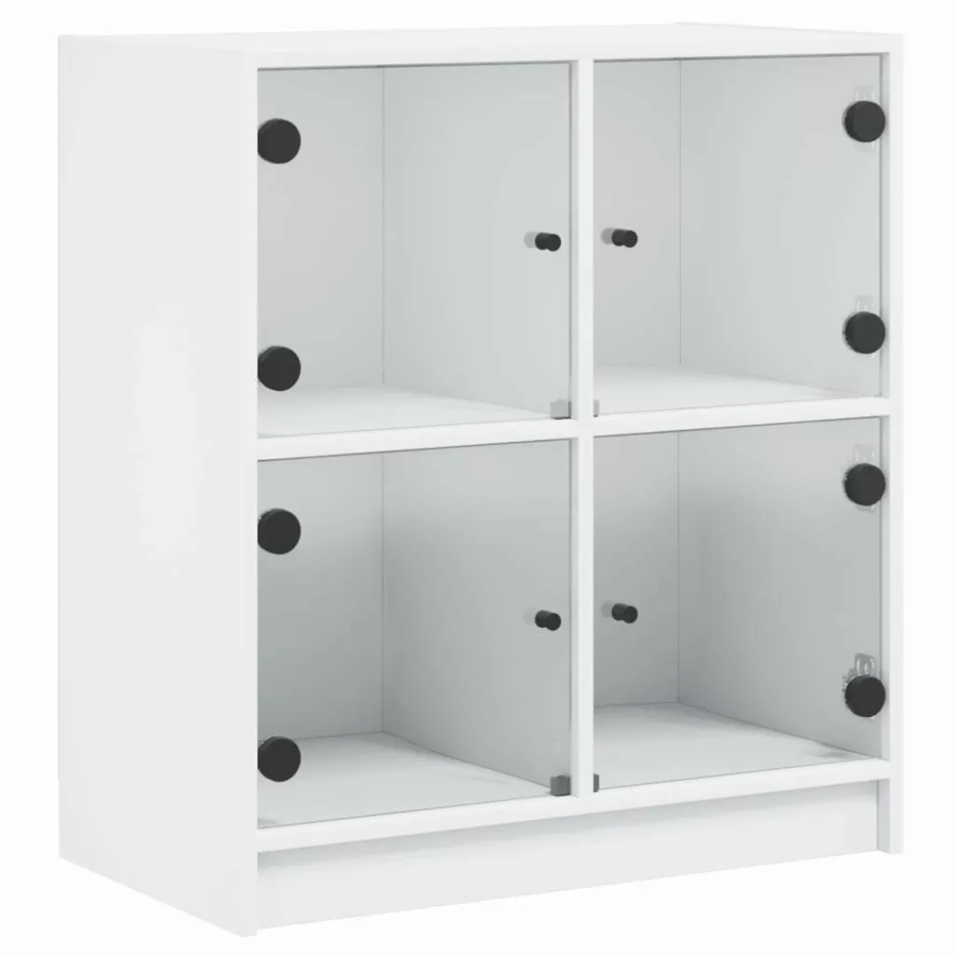 vidaXL Beistellschrank Beistellschrank mit Glastüren Weiß günstig online kaufen