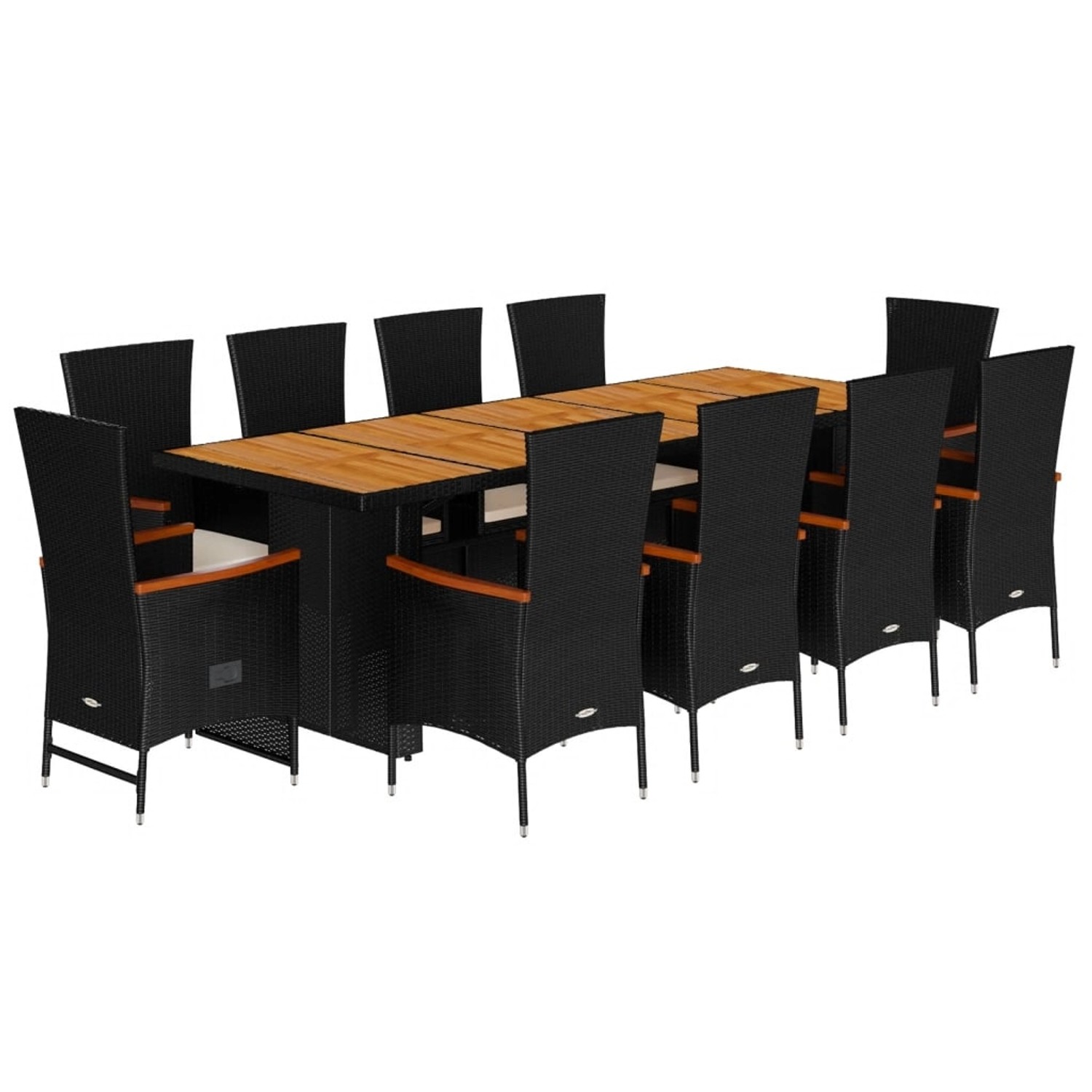 vidaXL 11-Tlg Garten-Essgruppe mit Kissen Schwarz Poly Rattan 3277529 günstig online kaufen