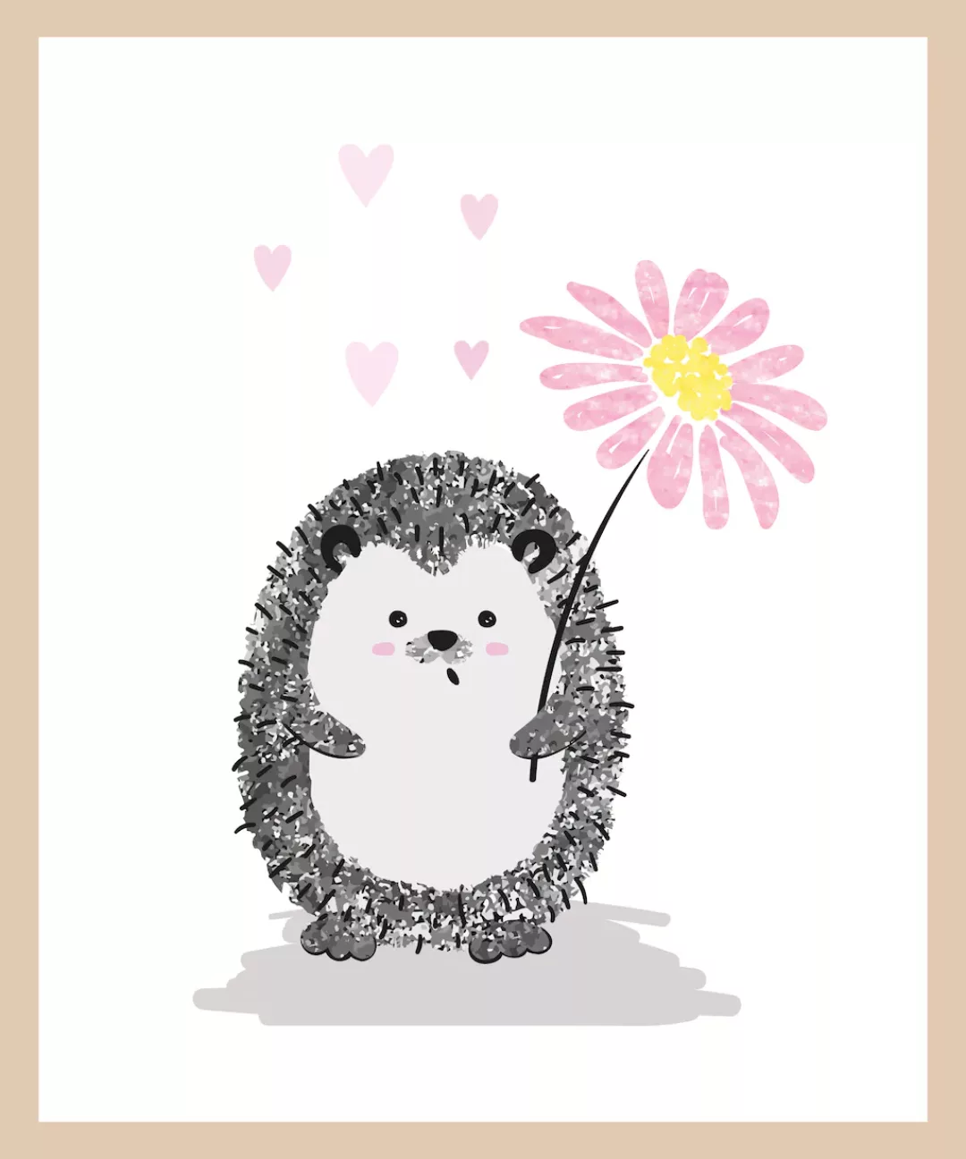 Lüttenhütt Bild mit Rahmen »oder Poster, Igel mit Herzen und Blume«, Fantas günstig online kaufen