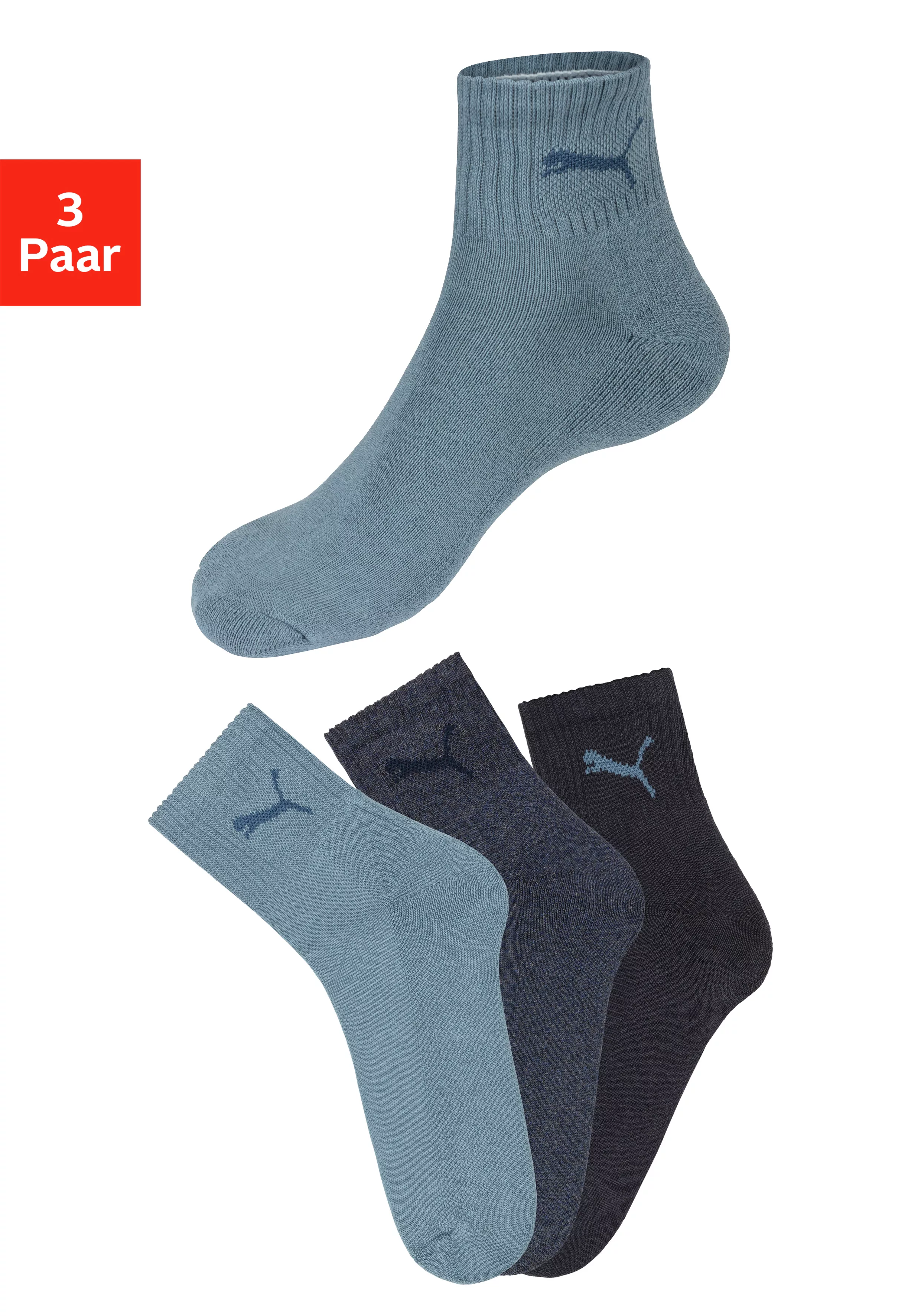 PUMA Sportsocken "short crew", (3er-Pack), mit klassischer Rippe günstig online kaufen