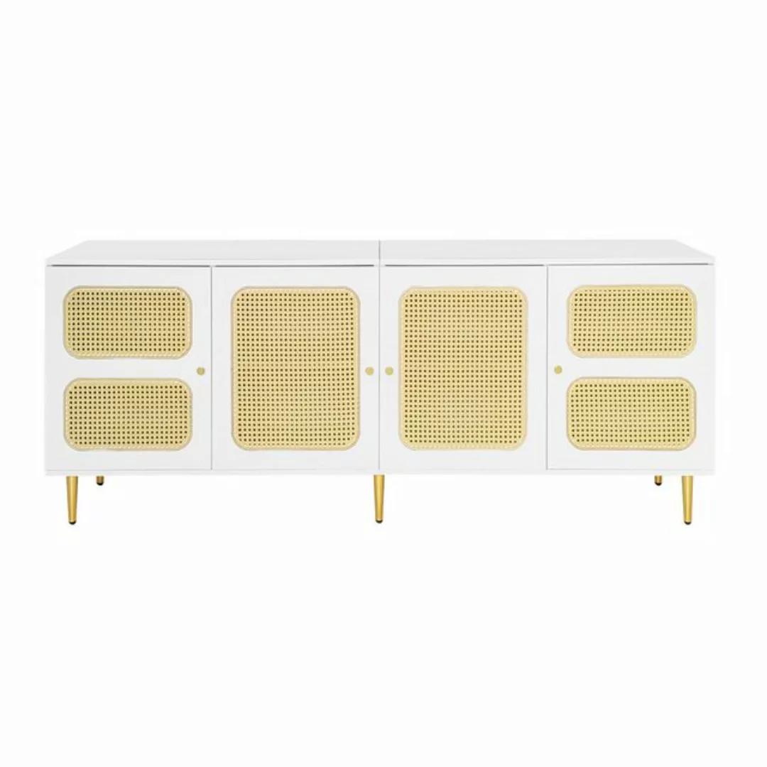 EXTSUD TV-Schrank 180x40x72 cm - Mit 4 Rattantüren, Höhenverstellbaren Rega günstig online kaufen