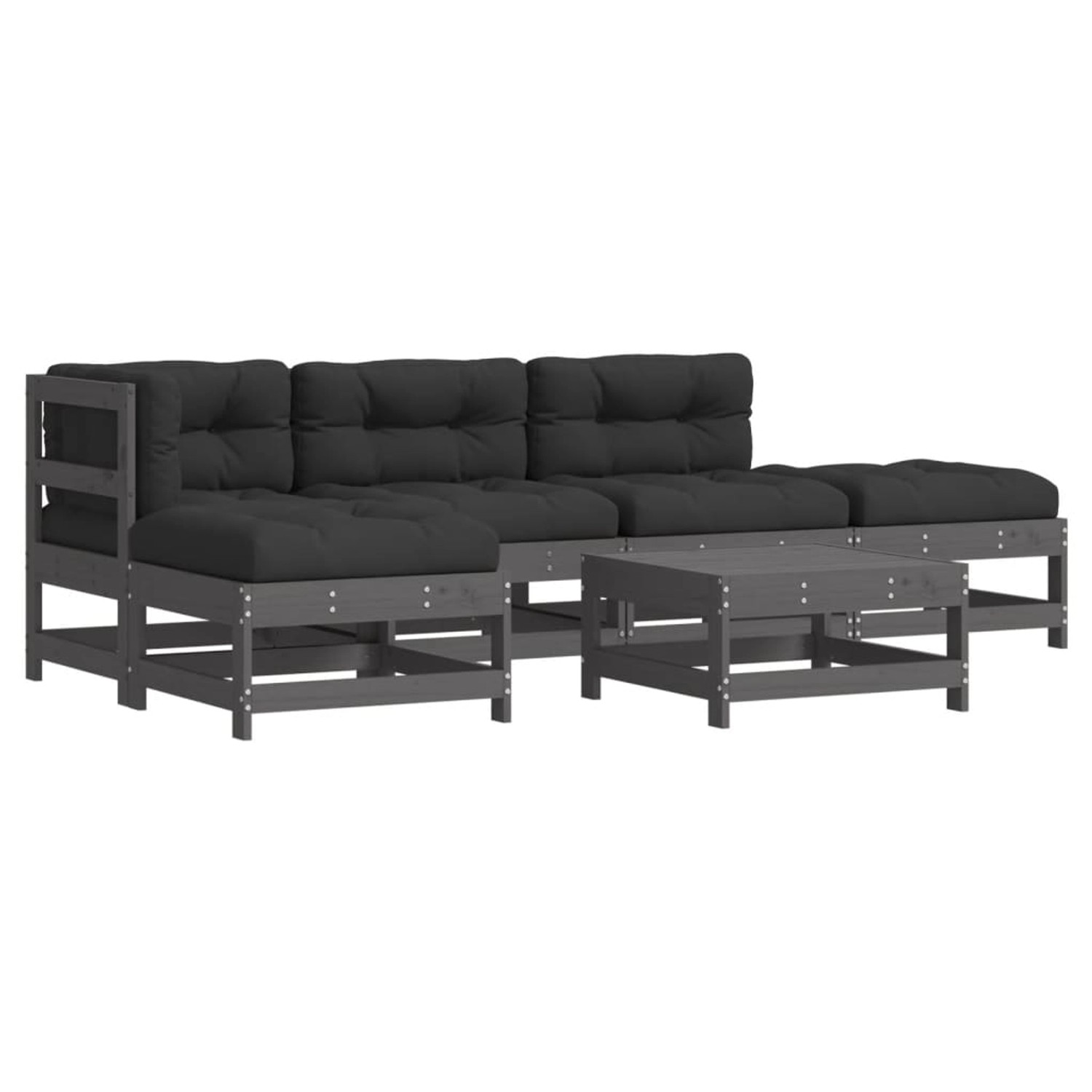 vidaXL 6-tlg Garten-Lounge-Set mit Kissen Grau Massivholz Modell 7 günstig online kaufen