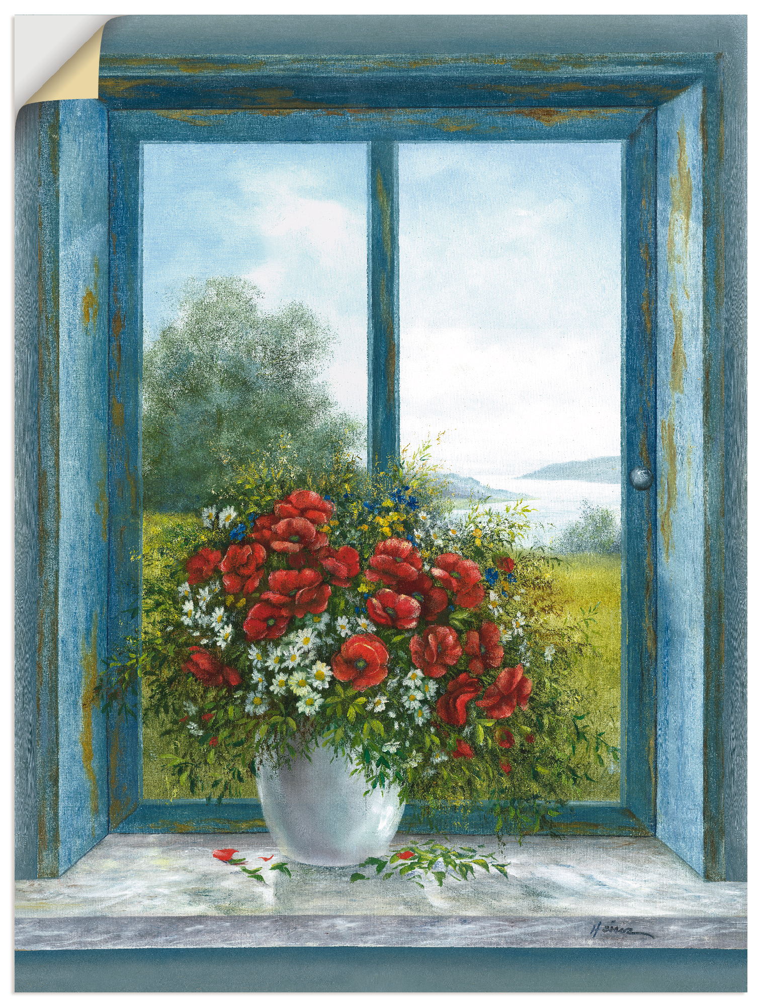 Artland Wandbild "Mohnblumen am Fenster", Arrangements, (1 St.), als Leinwa günstig online kaufen