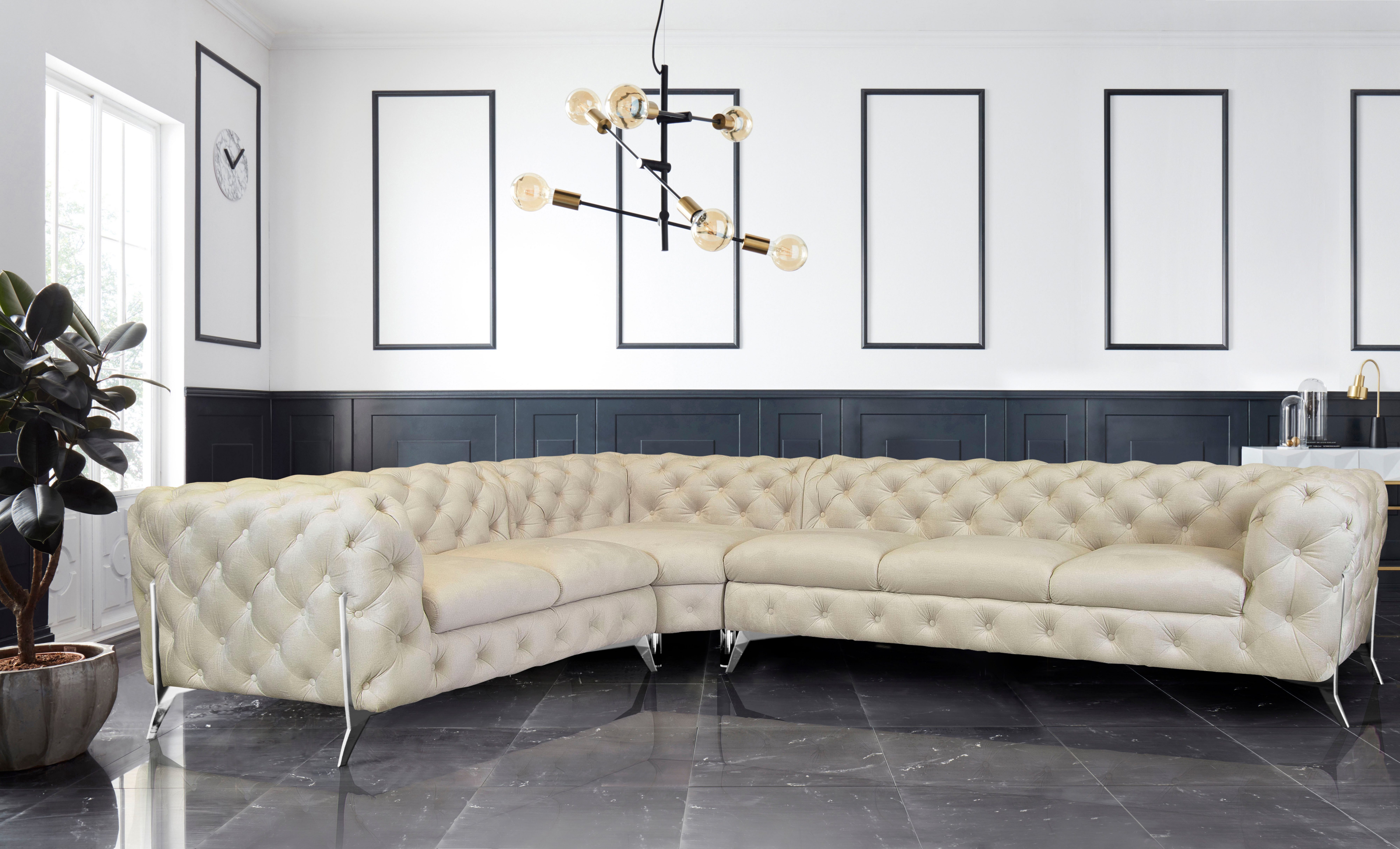 Leonique Chesterfield-Sofa "Amaury L-Form", großes Ecksofa, Chesterfield-Op günstig online kaufen