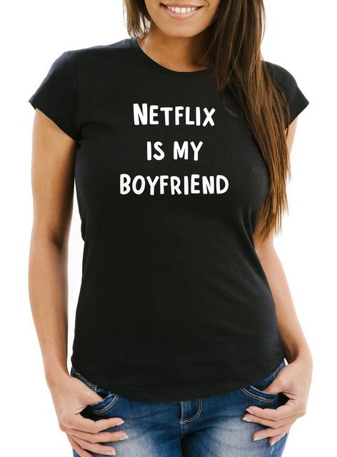 MoonWorks Print-Shirt Damen T-Shirt Netflix is my boyfriend BAE Fun-Shirt S günstig online kaufen