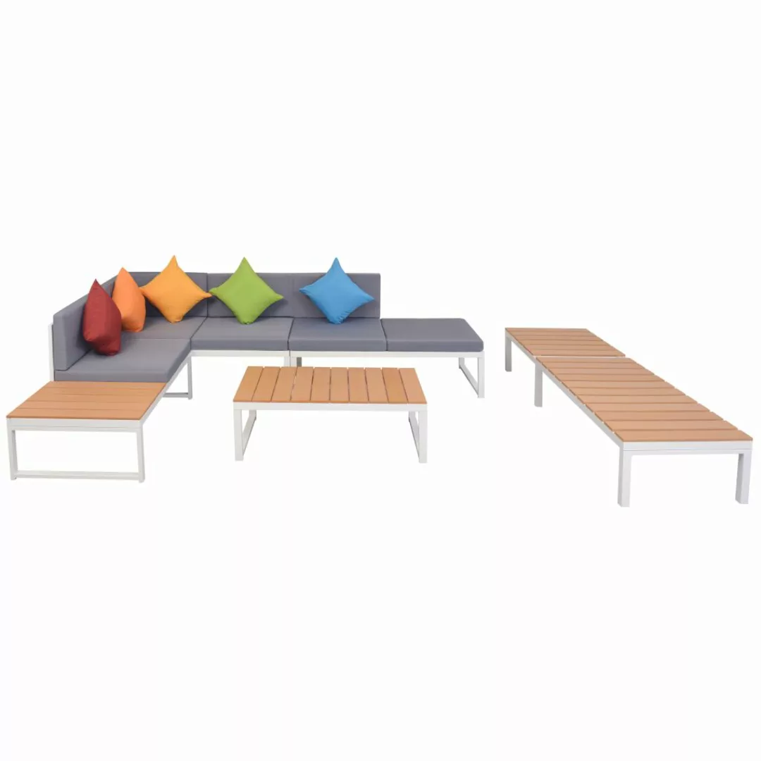 5-tlg. Garten-lounge-set Mit Auflagen Aluminium Und Wpc günstig online kaufen