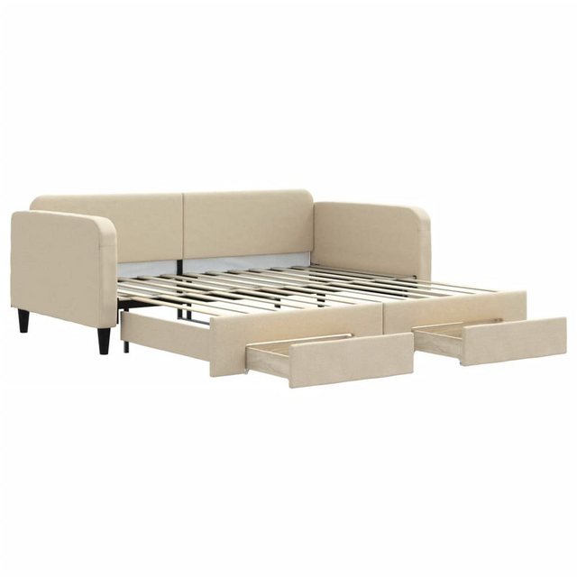 vidaXL Tagesbett Ausziehbar mit Schubladen Creme 100x200 cm Stoff1909288 günstig online kaufen