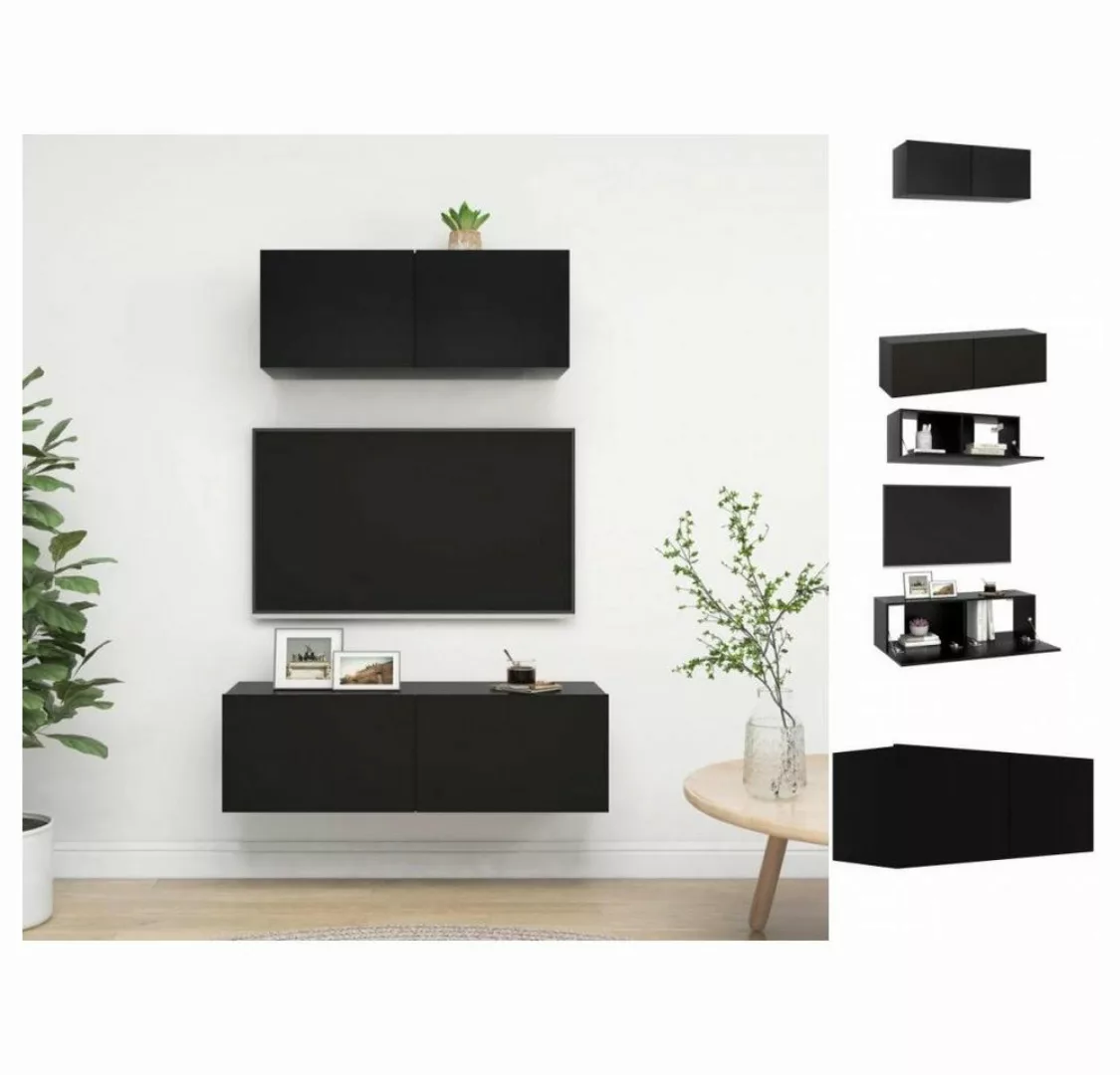 vidaXL TV-Schrank 2-tlg TV-Schrank-Set Schwarz Spanplatte günstig online kaufen