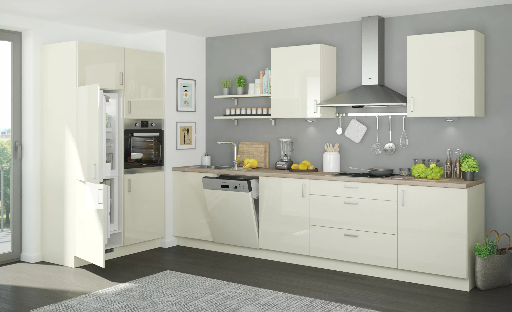 Küchenzeile ohne Elektrogeräte  Usedom ¦ creme Küchen-online > Küchenblöcke günstig online kaufen