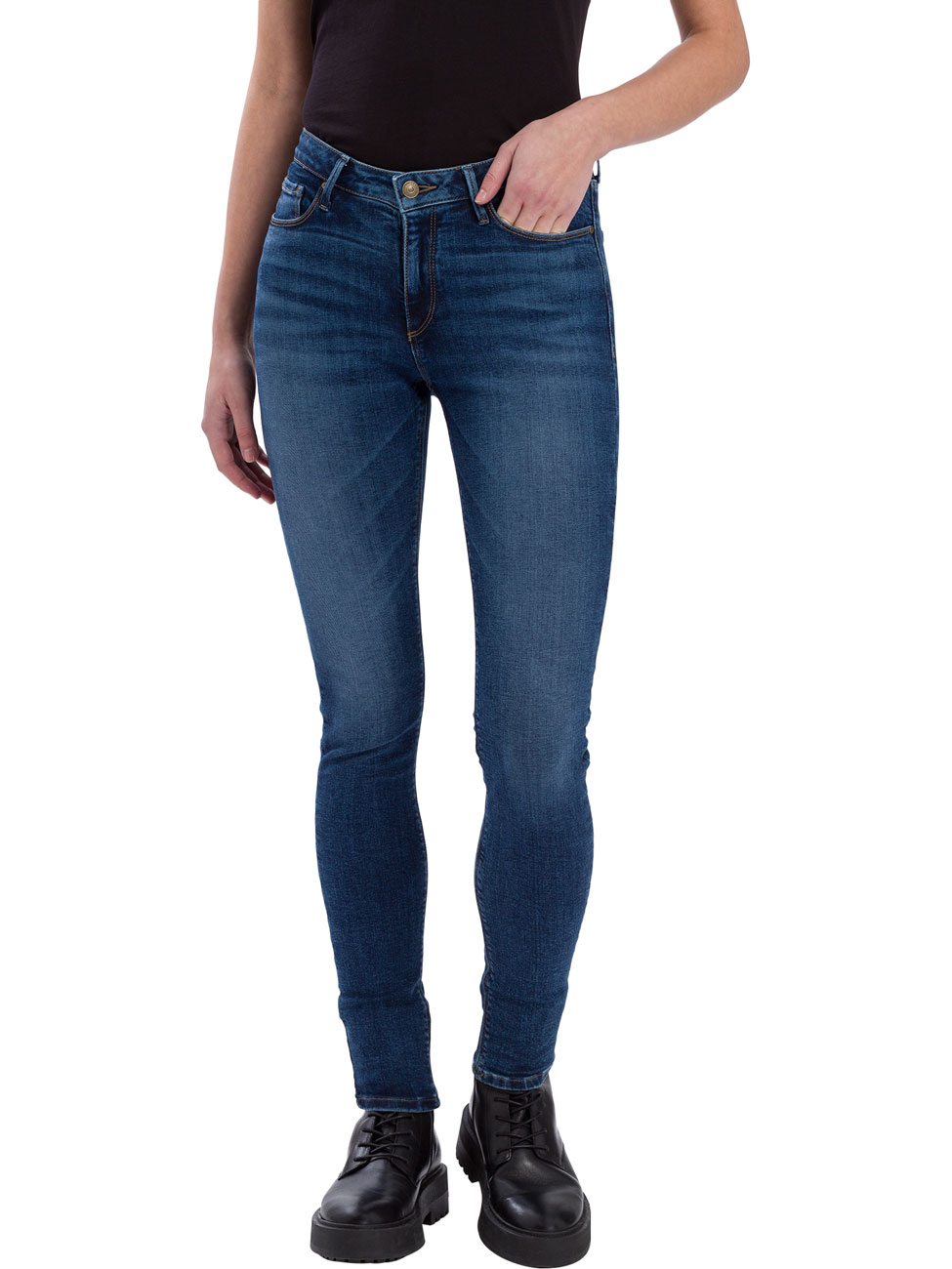 Cross Jeans Damen Jeans Alan - Skinny Fit - Blau - Ocean Blue günstig online kaufen