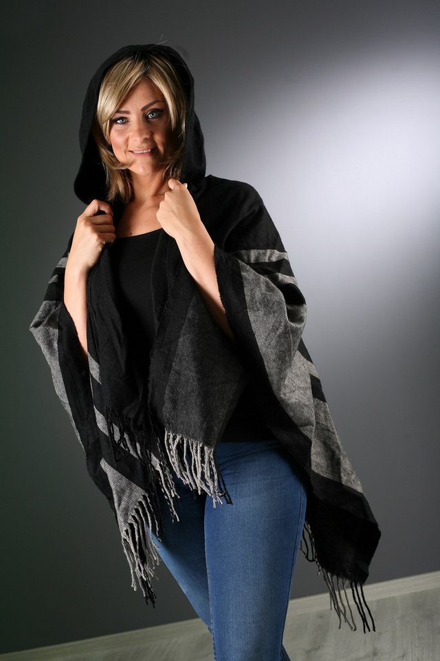 DanCarol Poncho DC-W-PONCHO-mit Kapuze der Trend der aktuellen Saison figur günstig online kaufen