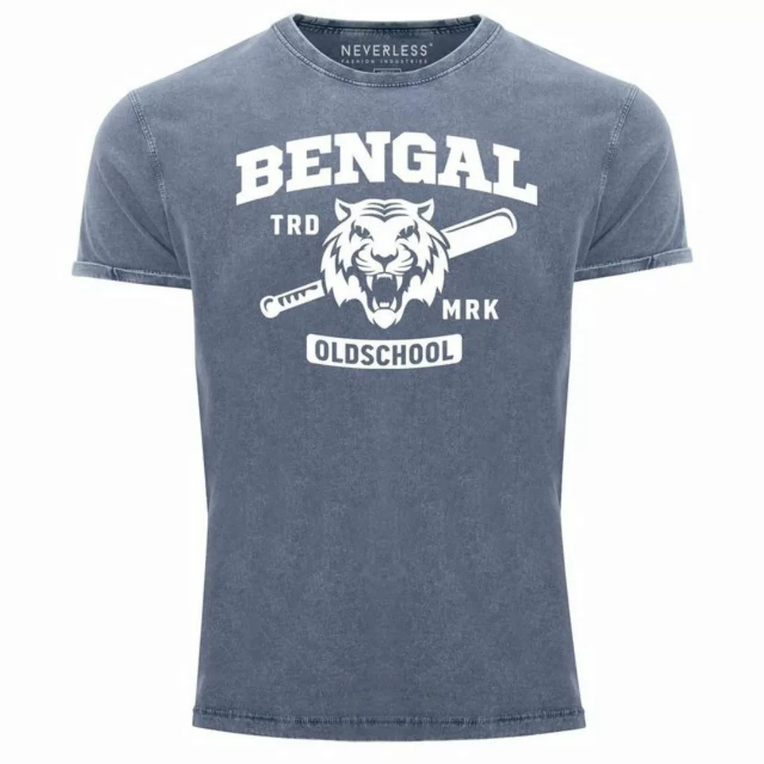Neverless Print-Shirt Herren Vintage Shirt Bengal Tiger Baseball Sport USA günstig online kaufen