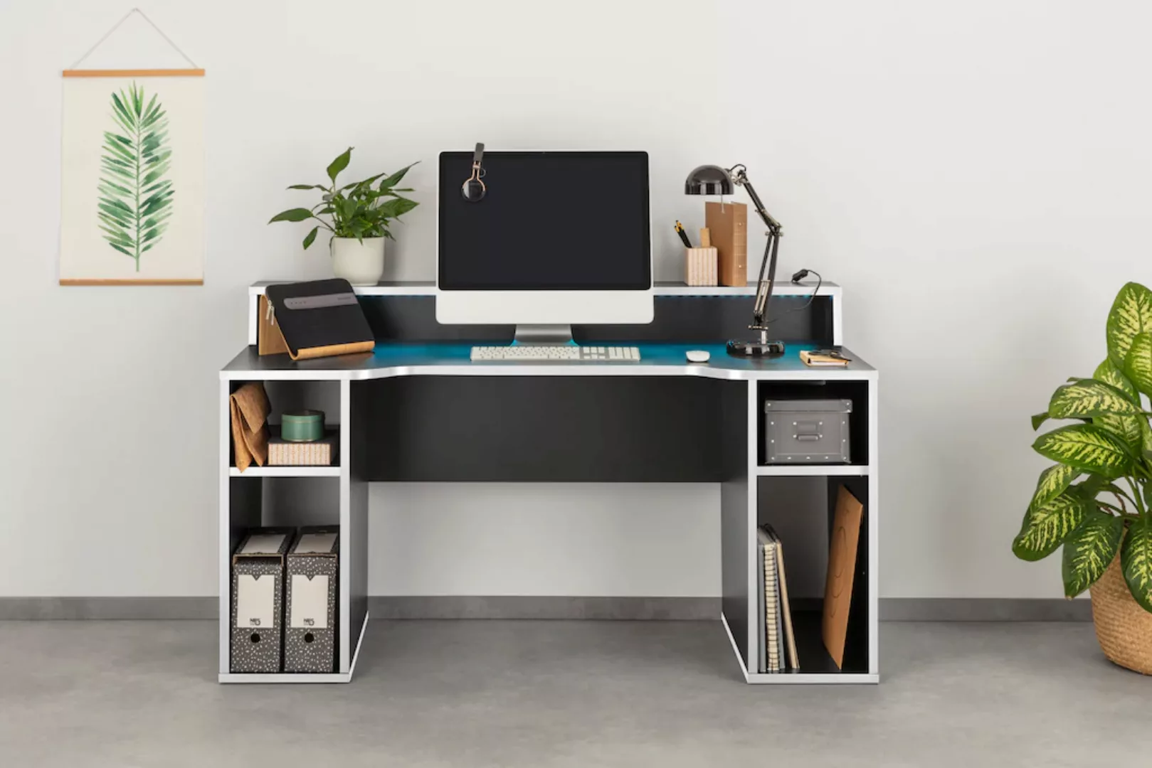 FORTE Gamingtisch "Tezaur", mit RGB-Beleuchtung, Breite 160 cm günstig online kaufen