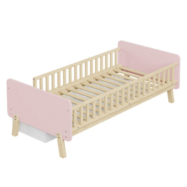 REDOM Kinderbett Holzbett mit 2 Schubladen, Einzelbett aus Massivholz mit L günstig online kaufen