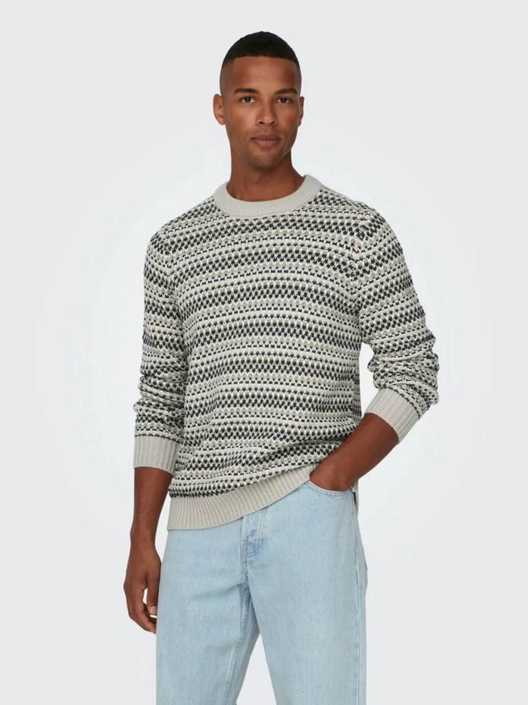 ONLY & SONS Strickpullover Strickpullover Regular Fit Rundhals langarm 8174 günstig online kaufen