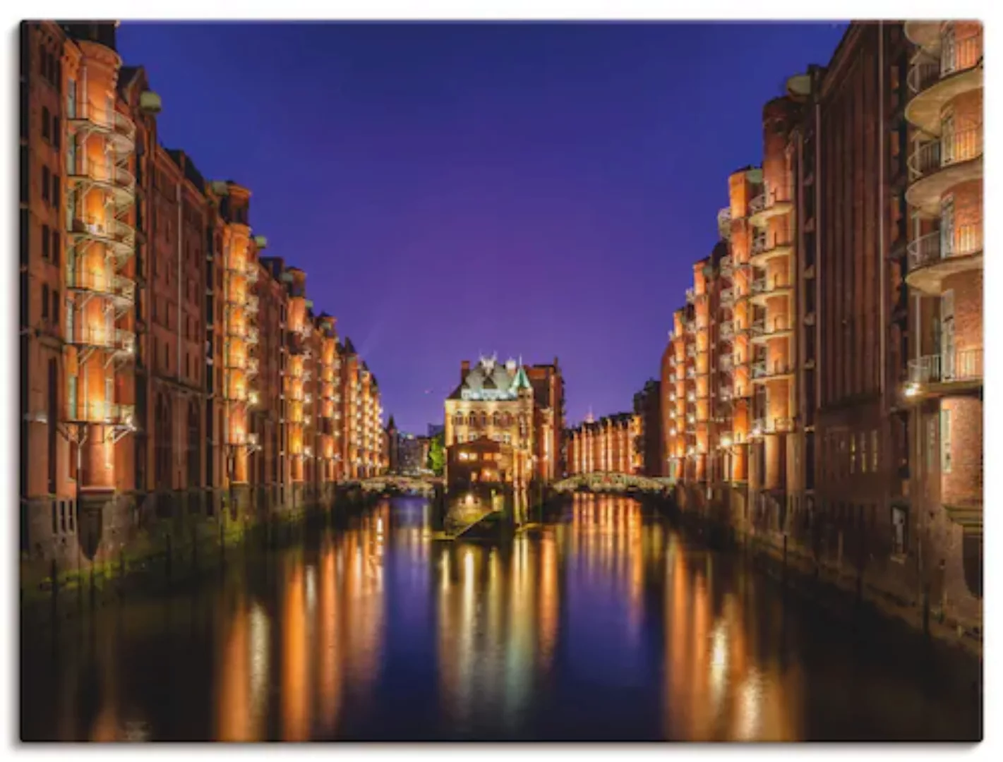 Artland Leinwandbild "Hamburg Speicherstadt bei Nacht", Gebäude, (1 St.), a günstig online kaufen