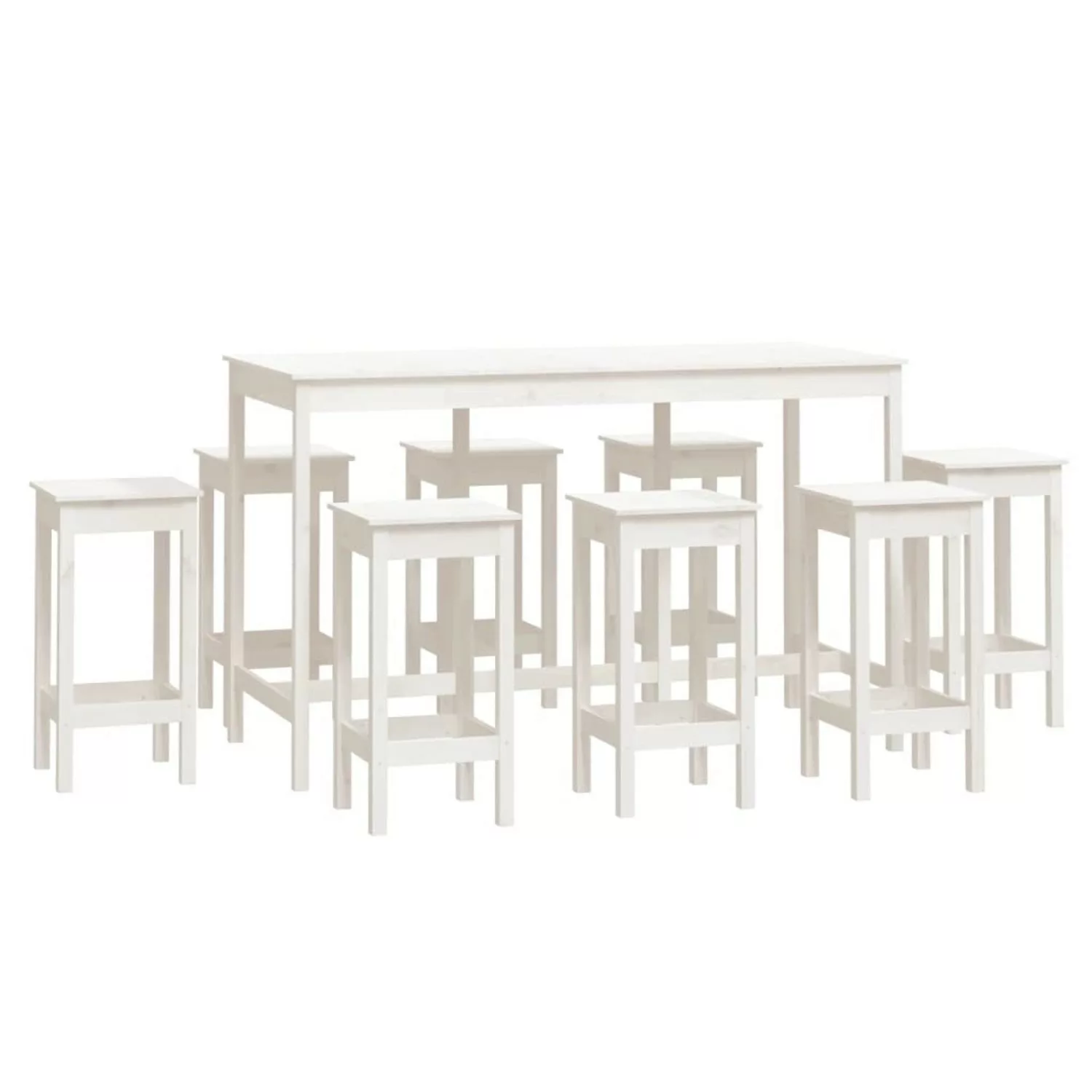 vidaXL 9-tlg. Bar-Set Weiß Massivholz Kiefer Modell 1 günstig online kaufen