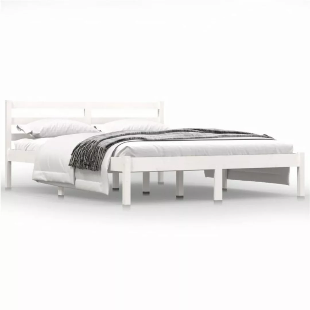 furnicato Bett Massivholzbett Kiefer 140x190 cm Weiß günstig online kaufen