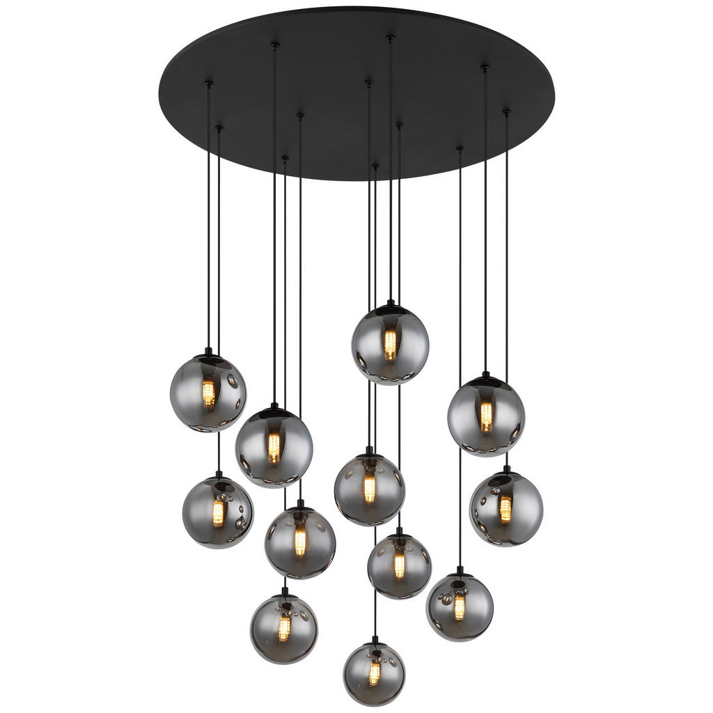 GLOBO Deckenleuchte Rauch mattschwarz Glas Metall Kunststoff H/D: ca. 120x7 günstig online kaufen