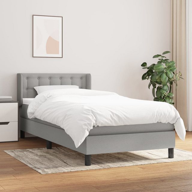 Vidaxl Boxspringbett Mit Matratze Hellgrau 100x200 Cm Stoff günstig online kaufen