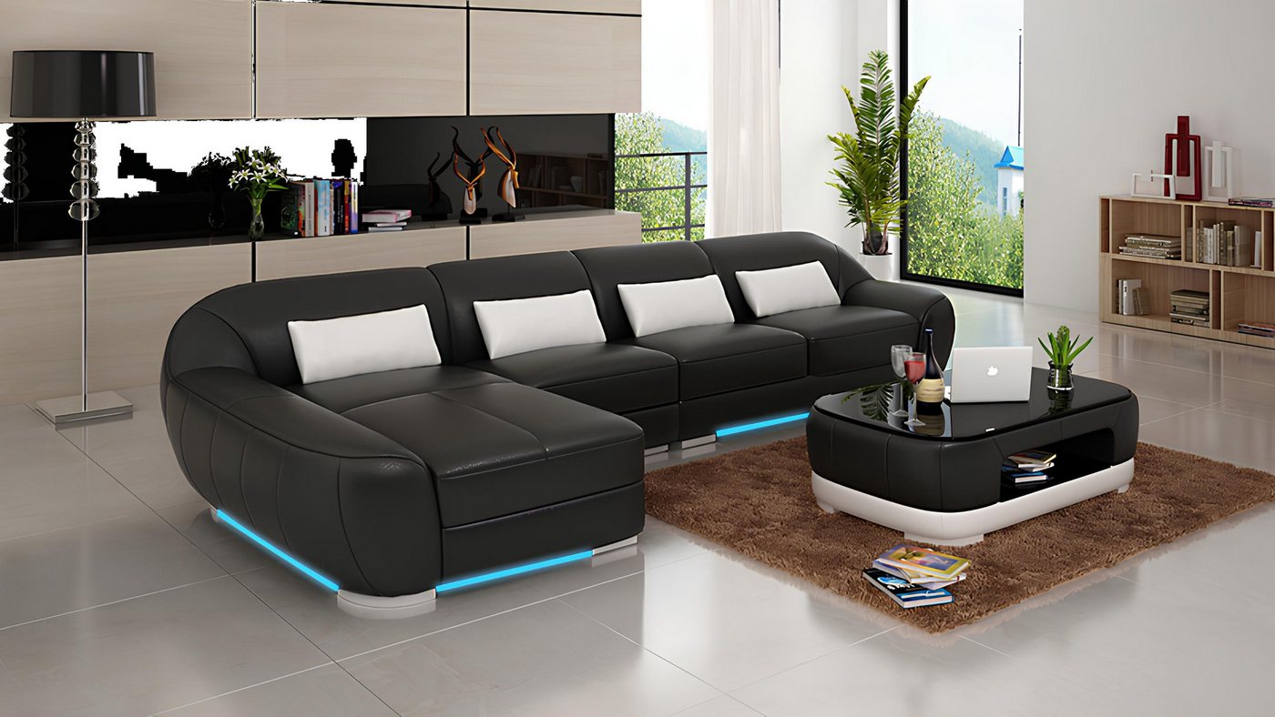 Xlmoebel Ecksofa Modernes Ecksofa aus Leder mit USB-Anschluss, Wohnlandscha günstig online kaufen