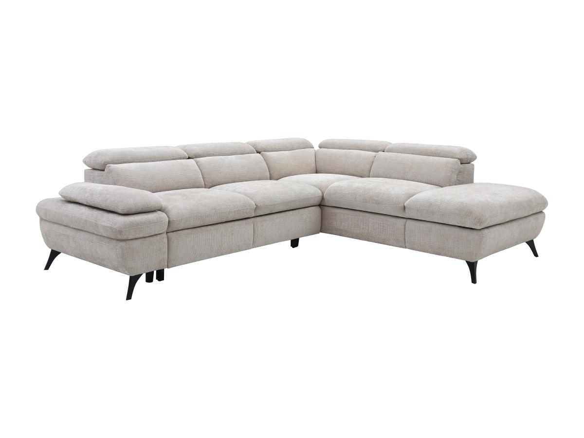 Ecksofa mit Schlaffunktion - Ecke rechts - Strukturstoff - Beige - SURDELI günstig online kaufen