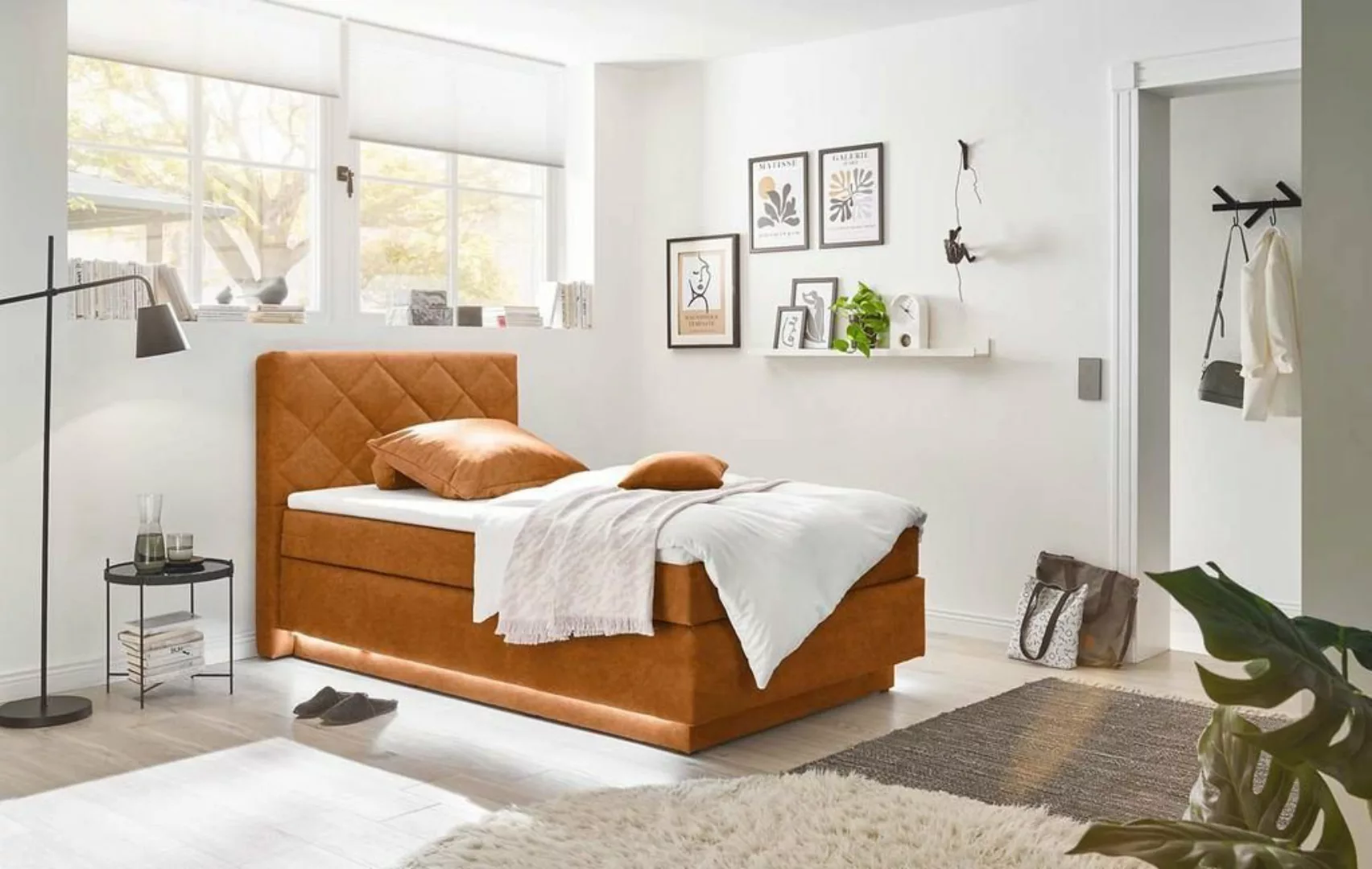 ED EXCITING DESIGN Boxspringliege (120 x 200 cm, Covina), Orange günstig online kaufen