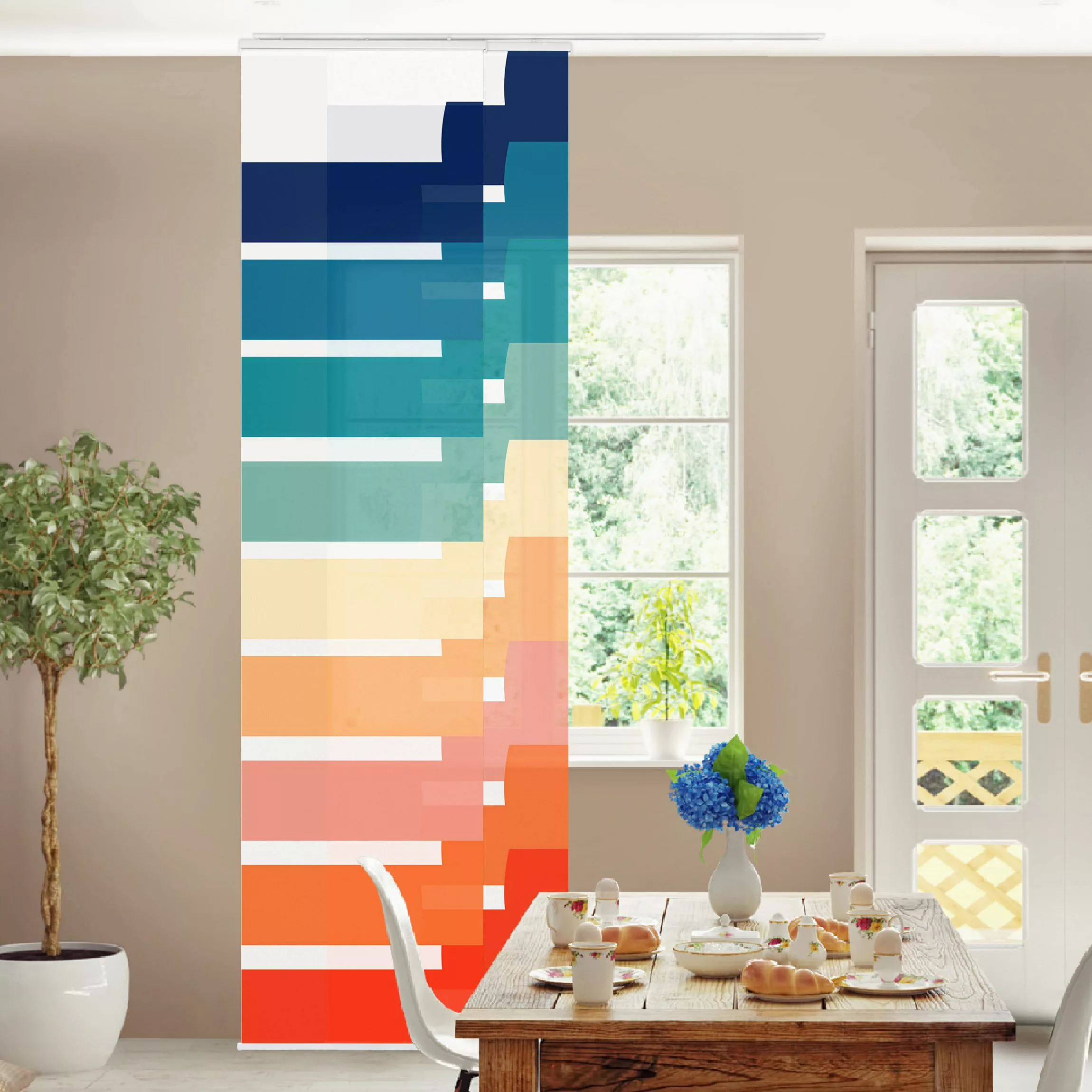 Schiebegardine Moderne Regenbogen Geometrie günstig online kaufen