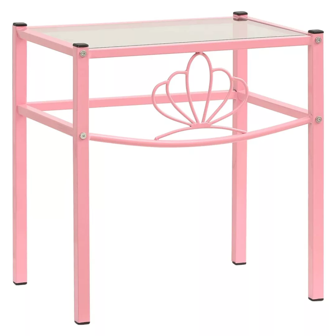 Nachttisch Rosa Transparent 42,5x33x44,5 Cm Metall Und Glas günstig online kaufen