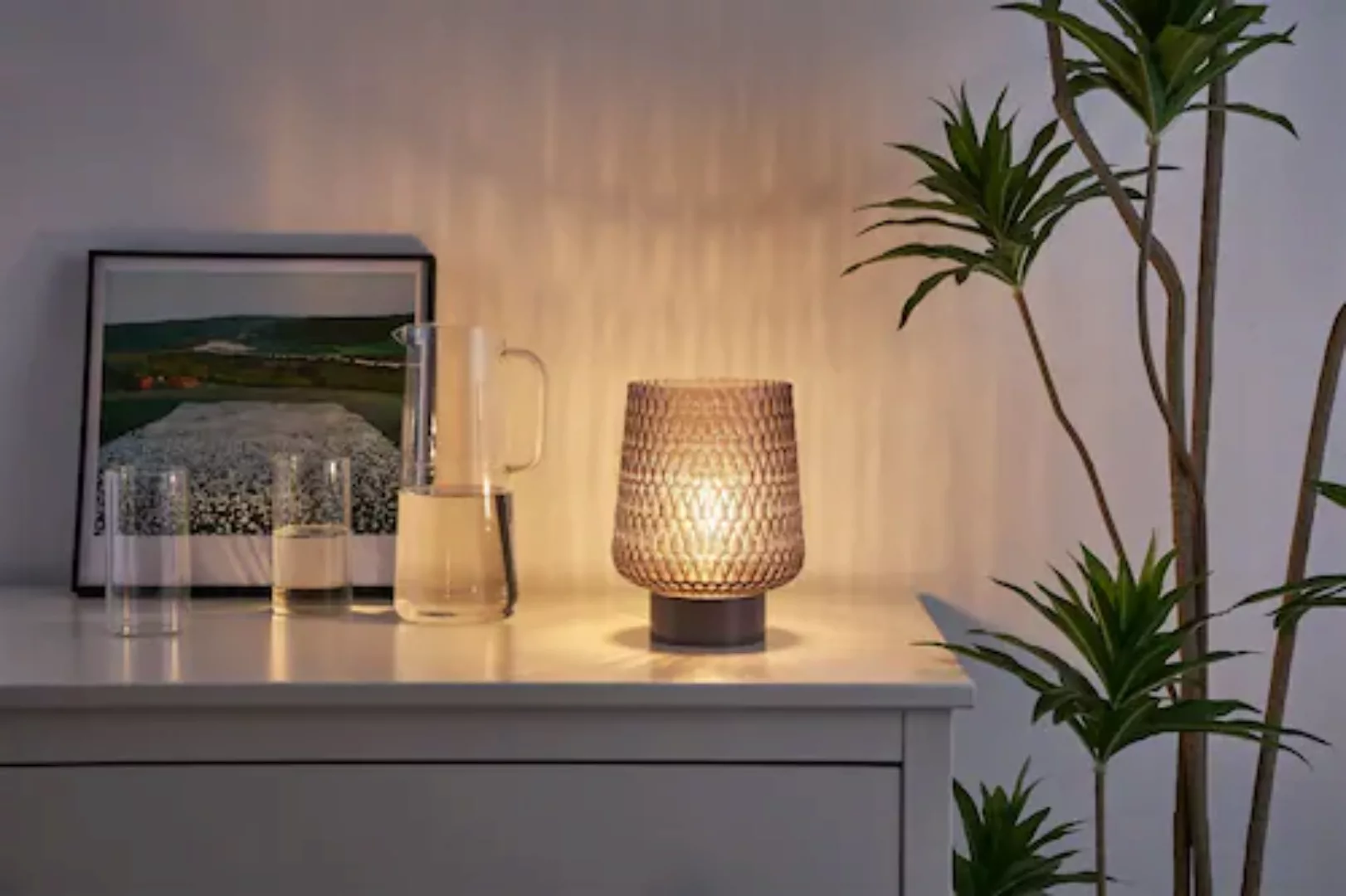 Pauleen LED Tischleuchte »Sparkling Glamour mobile Grau Glas/Metall«, 1 fla günstig online kaufen