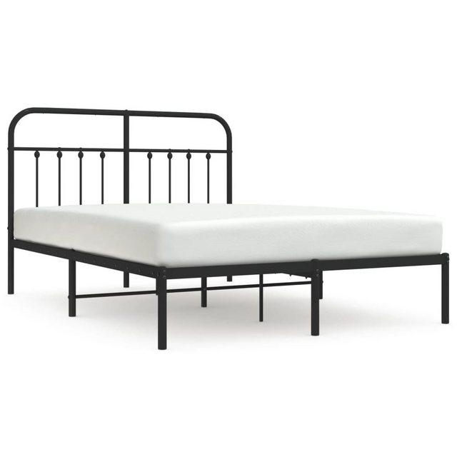 vidaXL Bettgestell, Bettrahmen mit Kopfteil Metall Schwarz 135x190 cm günstig online kaufen