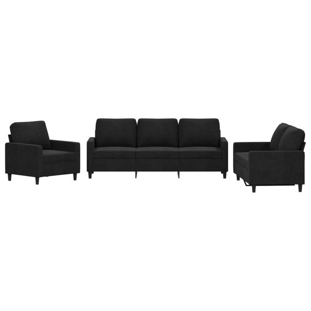 vidaXL Sofa Sofagarnitur Set mit Kissen Samt, 3-tlg., Schwarz günstig online kaufen